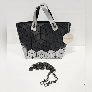 Patrizia Luca Milano Geometric Silver Black Crossbody Purse Modern Bag NEW